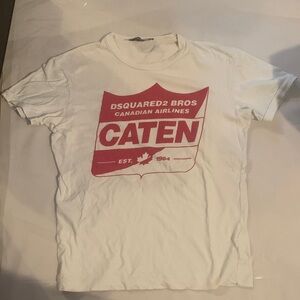 DSQUARED2 White Short-Sleeve Tee with Red Caten Logo